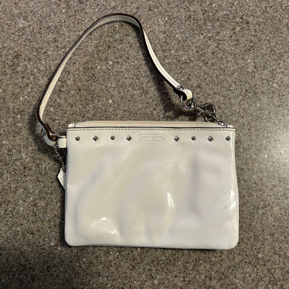 Coach wristlet- white patent leather